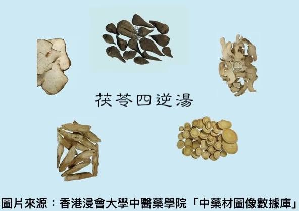 茯苓四逆湯的中藥材示意圖